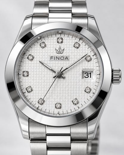 FINOA Silver Apex – Zifferblatt und Datumsanzeige im Detail
